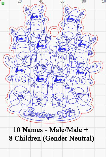 Personalized “Reindeer in Caps” Ornament Same Sex Couple Families!