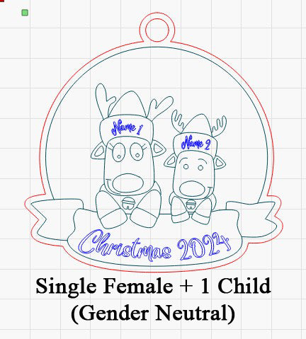 Personalized “Reindeer in Caps” Ornament for Single Parent Families!