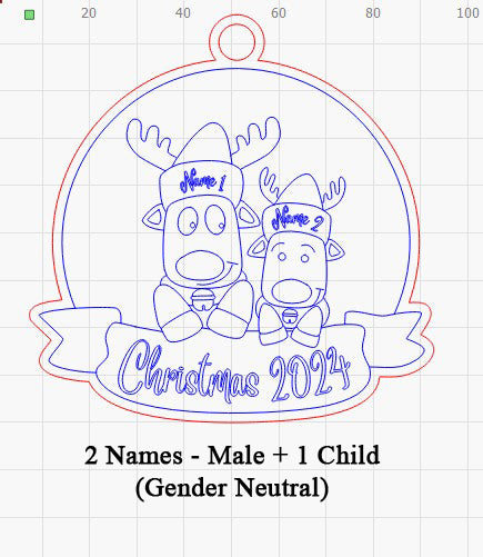 Personalized “Reindeer in Caps” Ornament for Single Parent Families!