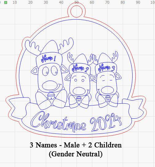 Personalized “Reindeer in Caps” Ornament for Single Parent Families!