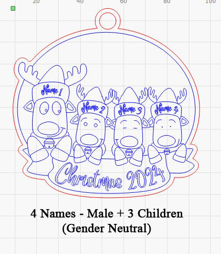 Personalized “Reindeer in Caps” Ornament for Single Parent Families!