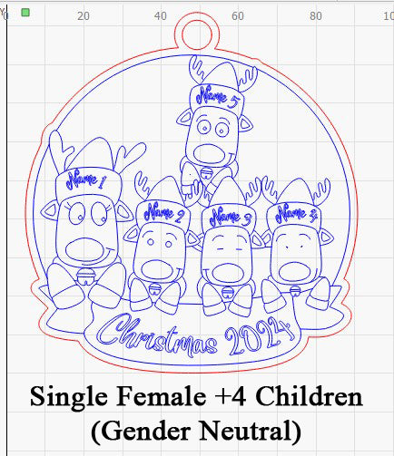 Personalized “Reindeer in Caps” Ornament for Single Parent Families!
