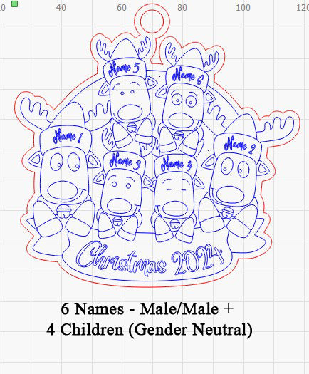 Personalized “Reindeer in Caps” Ornament Same Sex Couple Families!