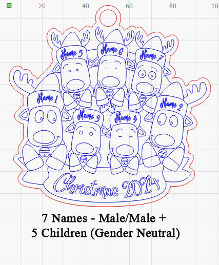 Personalized “Reindeer in Caps” Ornament Same Sex Couple Families!