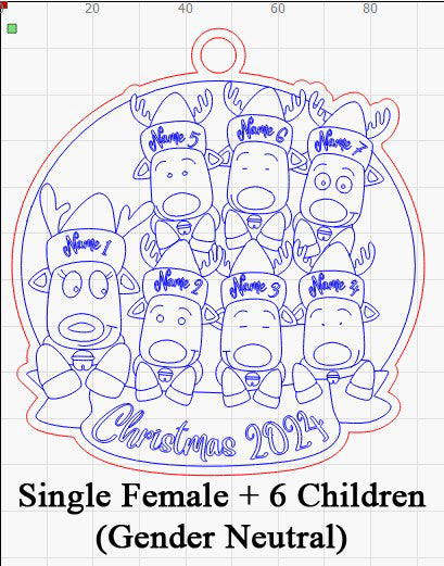 Personalized “Reindeer in Caps” Ornament for Single Parent Families!