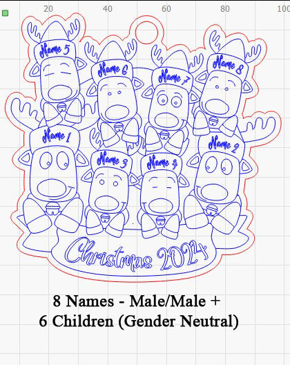 Personalized “Reindeer in Caps” Ornament Same Sex Couple Families!