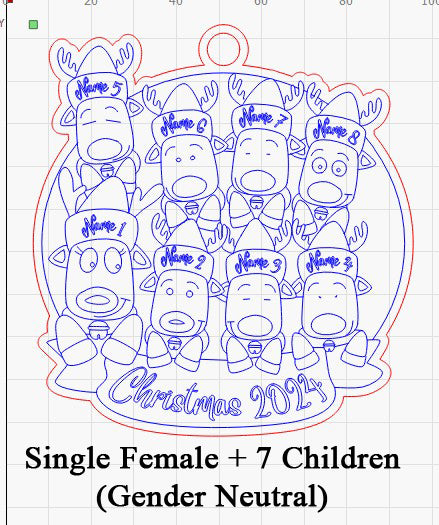 Personalized “Reindeer in Caps” Ornament for Single Parent Families!