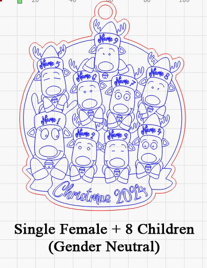 Personalized “Reindeer in Caps” Ornament for Single Parent Families!