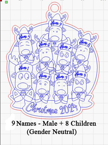 Personalized “Reindeer in Caps” Ornament for Single Parent Families!