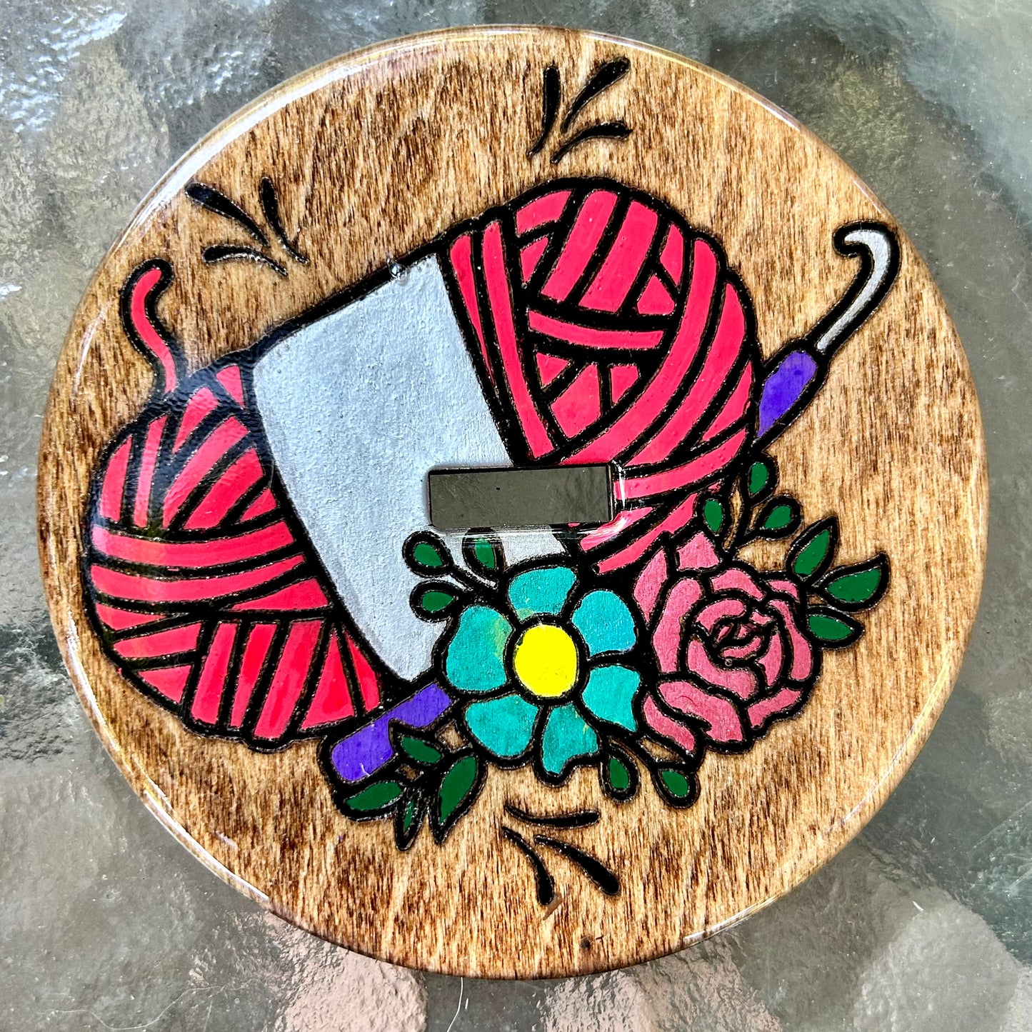 Classic Theme - Handmade Wooden Wrist Yarn Holder