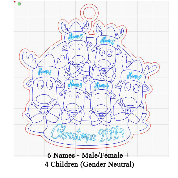 Personalized “Reindeer in Caps” Ornament for Singles and Opposite Sex Couple Families!