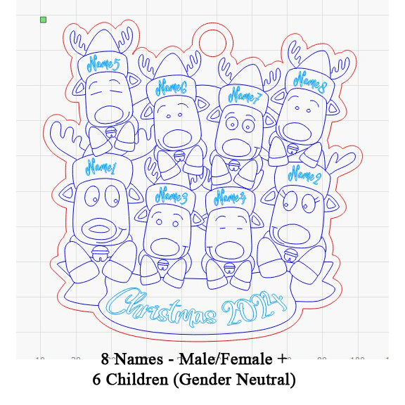 Personalized “Reindeer in Caps” Ornament for Singles and Opposite Sex Couple Families!