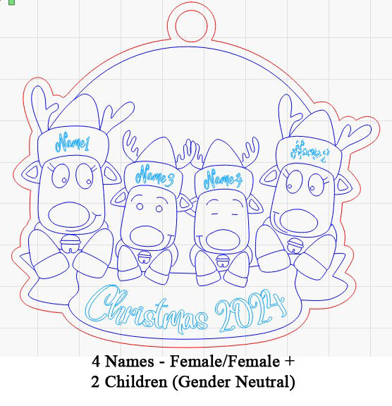 Personalized “Reindeer in Caps” Ornament Same Sex Couple Families!