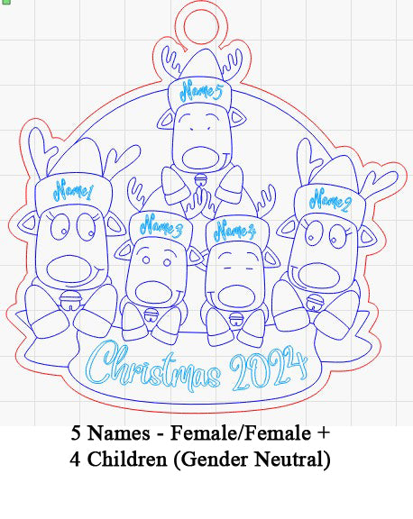 Personalized “Reindeer in Caps” Ornament Same Sex Couple Families!