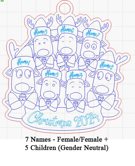 Personalized “Reindeer in Caps” Ornament Same Sex Couple Families!