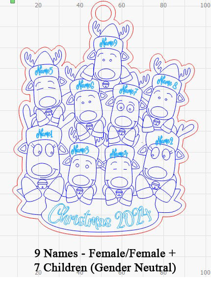 Personalized “Reindeer in Caps” Ornament Same Sex Couple Families!