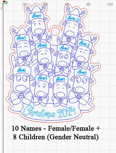 Personalized “Reindeer in Caps” Ornament Same Sex Couple Families!