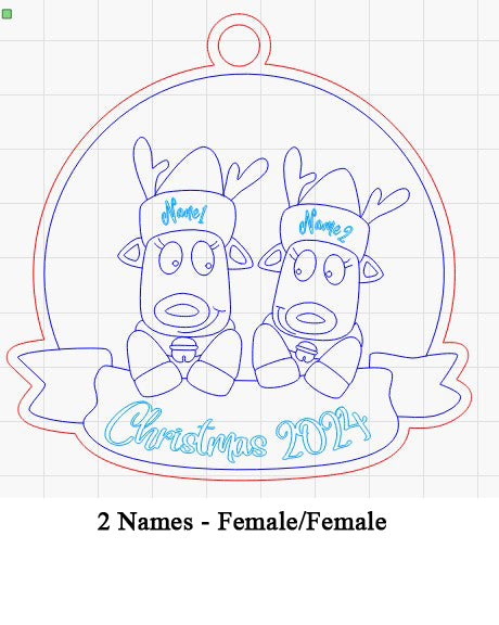 Personalized “Reindeer in Caps” Ornament Same Sex Couple Families!