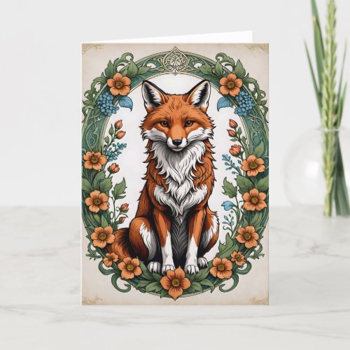 Art Nouveau Fox I - 5x7 inch Notecard (Seller Portal)