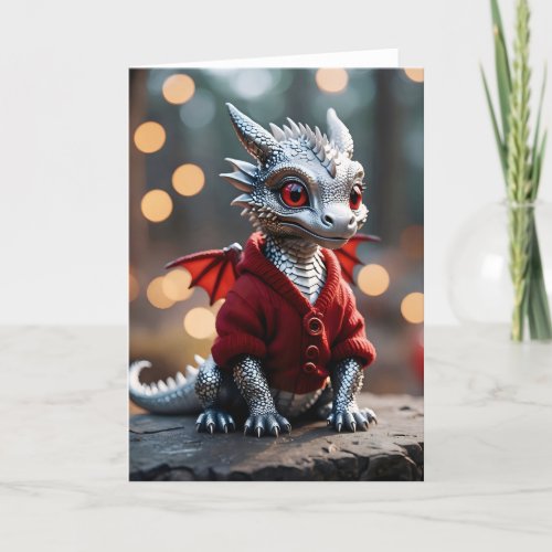Baby Dragon in Sweater I - 5x7 inch Notecard