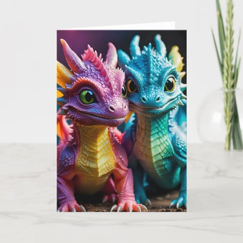 Baby Dragon Pair I - 5x7 inch Notecard