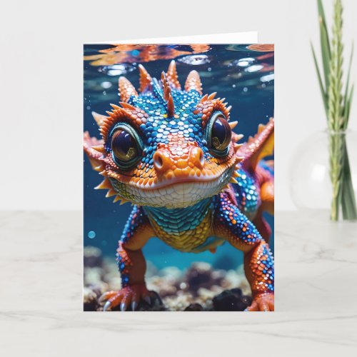 Baby Dragon Swimming I - 5x7 inch Notecard