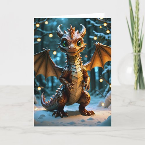 Holiday Baby Dragon VII - 5x7 inch Notecard