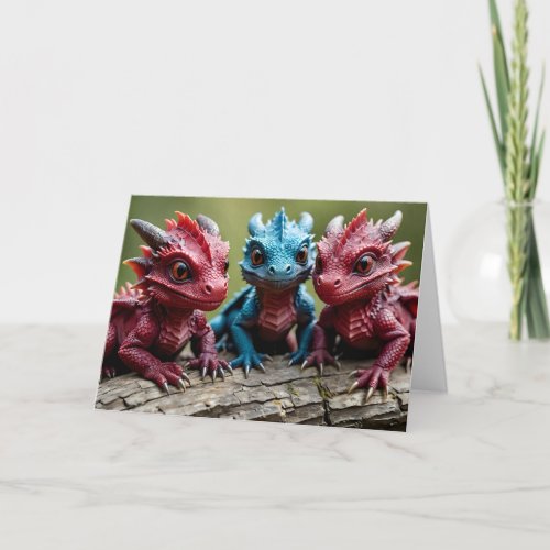 Baby Dragon Trio - 5x7 inch Notecard
