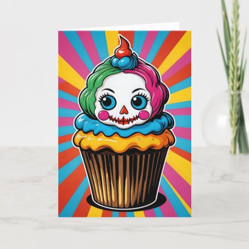 Creepy Cartoon Cupcake I - 5x7 inch Notecard