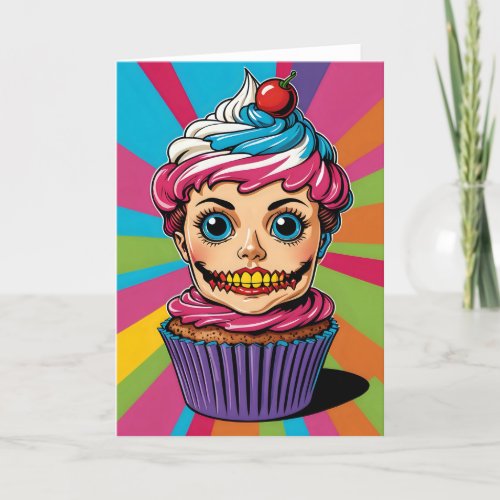 Creepy Cartoon Cupcake IV - 5x7 inch Notecard