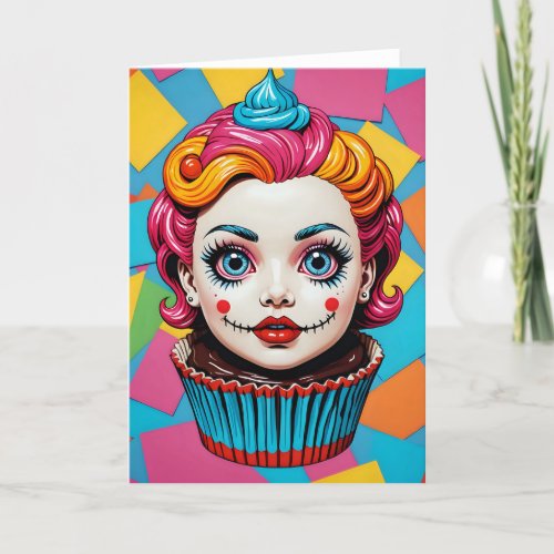 Creepy Cartoon Cupcake VII - 5x7 inch Notecard