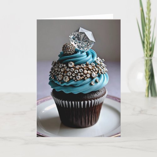 Jewel Encrusted Cupcake I - 5x7 inch Notecard (Seller Portal)