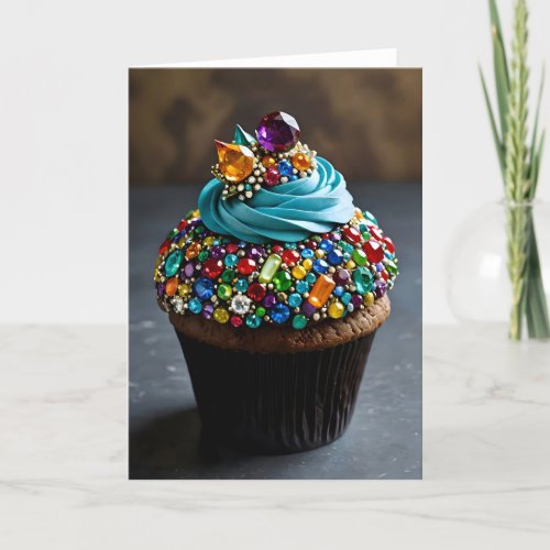 Jewel Encrusted Cupcake II - 5x7 inch Notecard (Seller Portal)