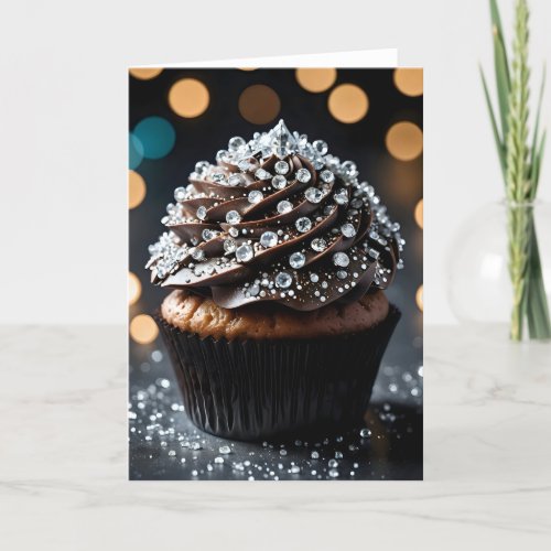 Jewel Encrusted Cupcake IV - 5x7 inch Notecard (Seller Portal)