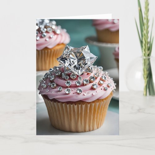 Jewel Encrusted Cupcake VI - 5x7 inch Notecard
