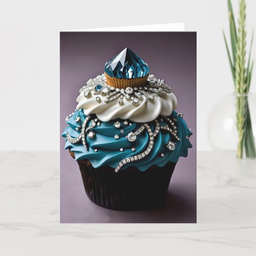 Jewel Encrusted Cupcake VII - 5x7 inch Notecard (Seller Portal)