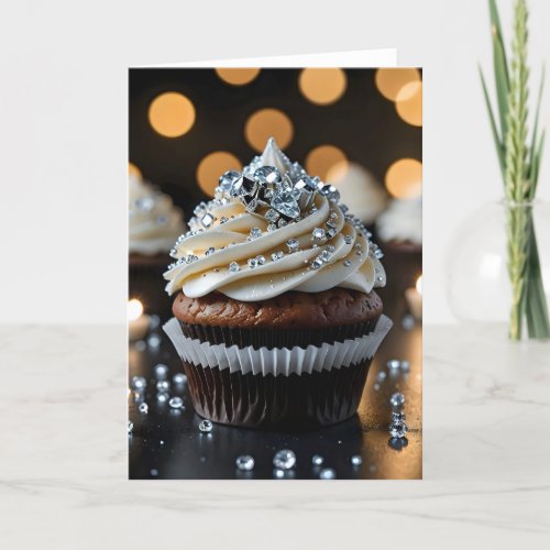 Jewel Encrusted Cupcake VIII - 5x7 inch Notecard (Seller Portal)