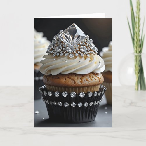 Jewel Encrusted Cupcake X - 5x7 inch Notecard (Seller Portal)