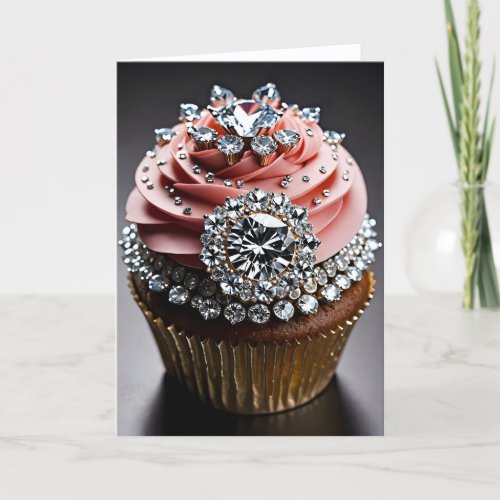 Jewel Encrusted Cupcake XIV - 5x7 inch Notecard (Seller Portal)