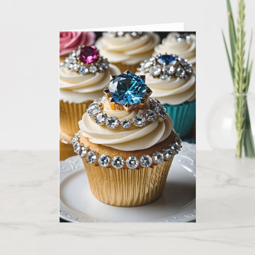 Jewel Encrusted Cupcake XVI - 5x7 inch Notecard