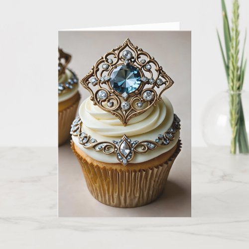 Jewel Encrusted Cupcake XVIII - 5x7 inch Notecard (Seller Portal)