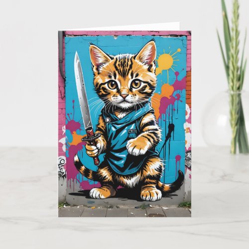 Kitty with a Sword I - 5x7 inch Notecard (Seller Portal)