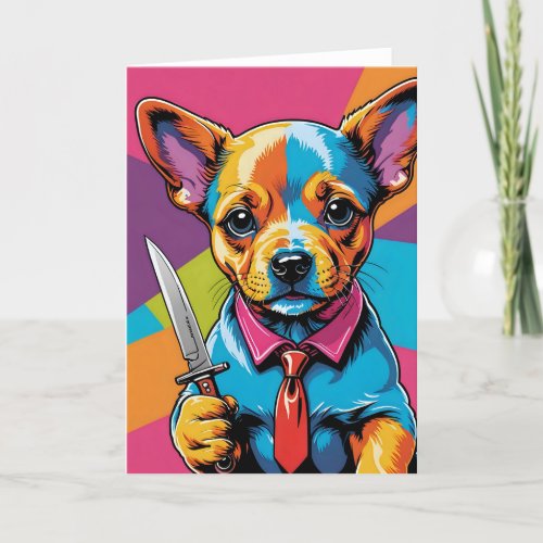 Puppy with Knife III - 5x7 inch Notecard (Seller Portal)