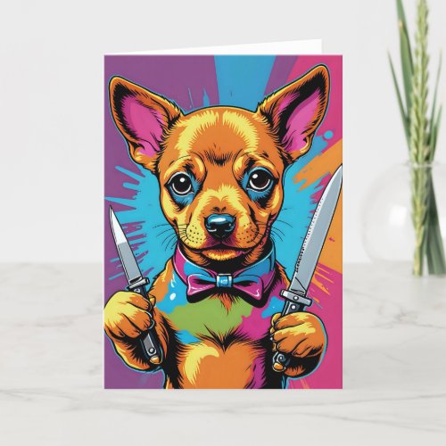 Puppy with a Knives - 5x7 inch Notecard (Seller Portal)