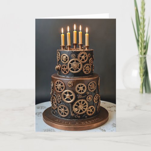 Steampunk Birthday Cake I - 5x7 inch Notecard (Seller Portal)