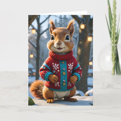 Wooly Holiday Squirrel III - 5x7 inch Notecard (Seller Portal)