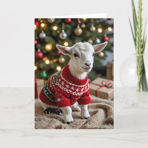 Wooly Holiday Baby Goat I - 5x7 inch Notecard (Seller Portal)