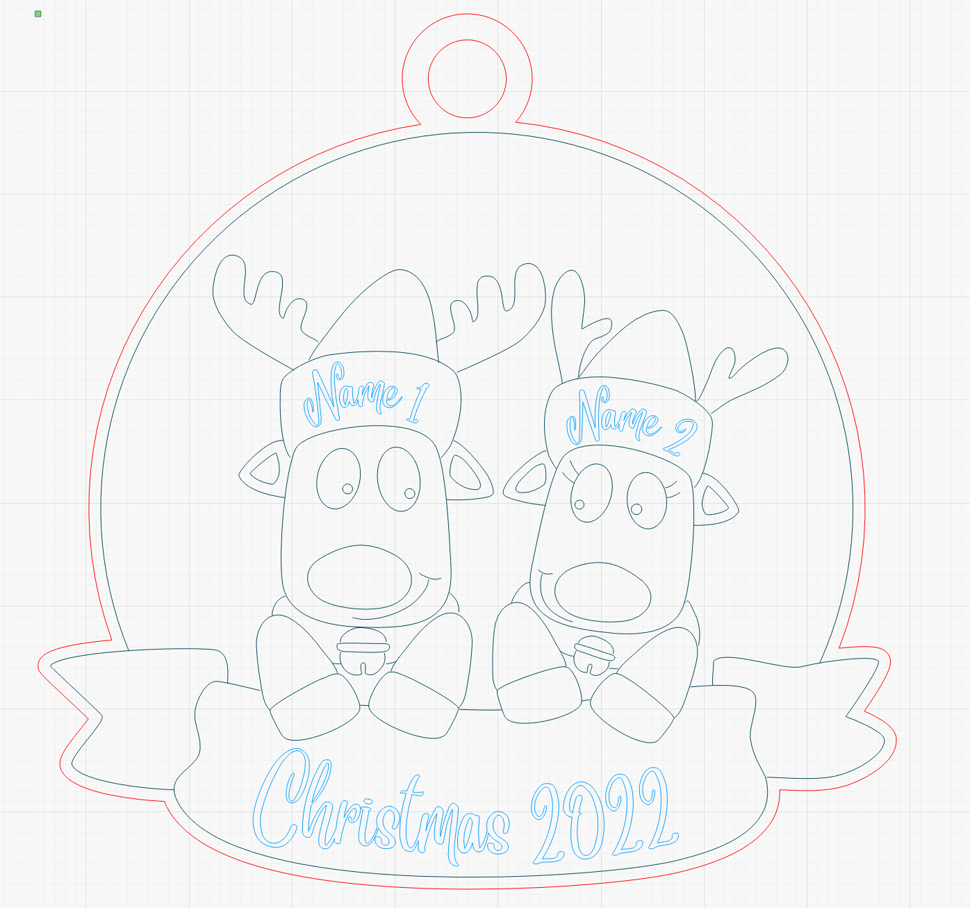 Personalized “Reindeer in Caps” Ornament (All Families including LGBTQ+ Families!)