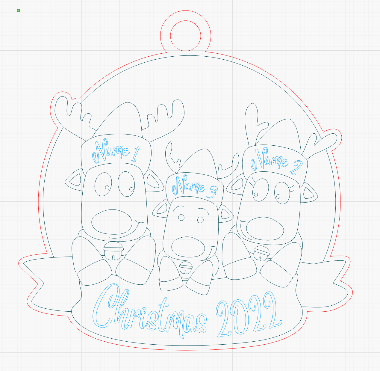 Personalized “Reindeer in Caps” Ornament (All Families including LGBTQ+ Families!)