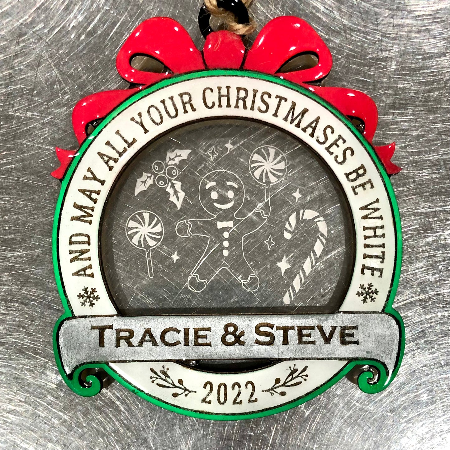 Personalized “And May All Your Christmases Be White” Ornament (with Different Acrylic Background Designs!)